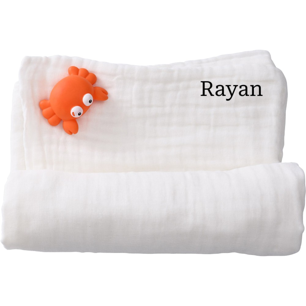 أنفي بيبي - منشفة حمام شاش عضوي 6 طبقات قابلة للتخصيص - لوتس أبيض