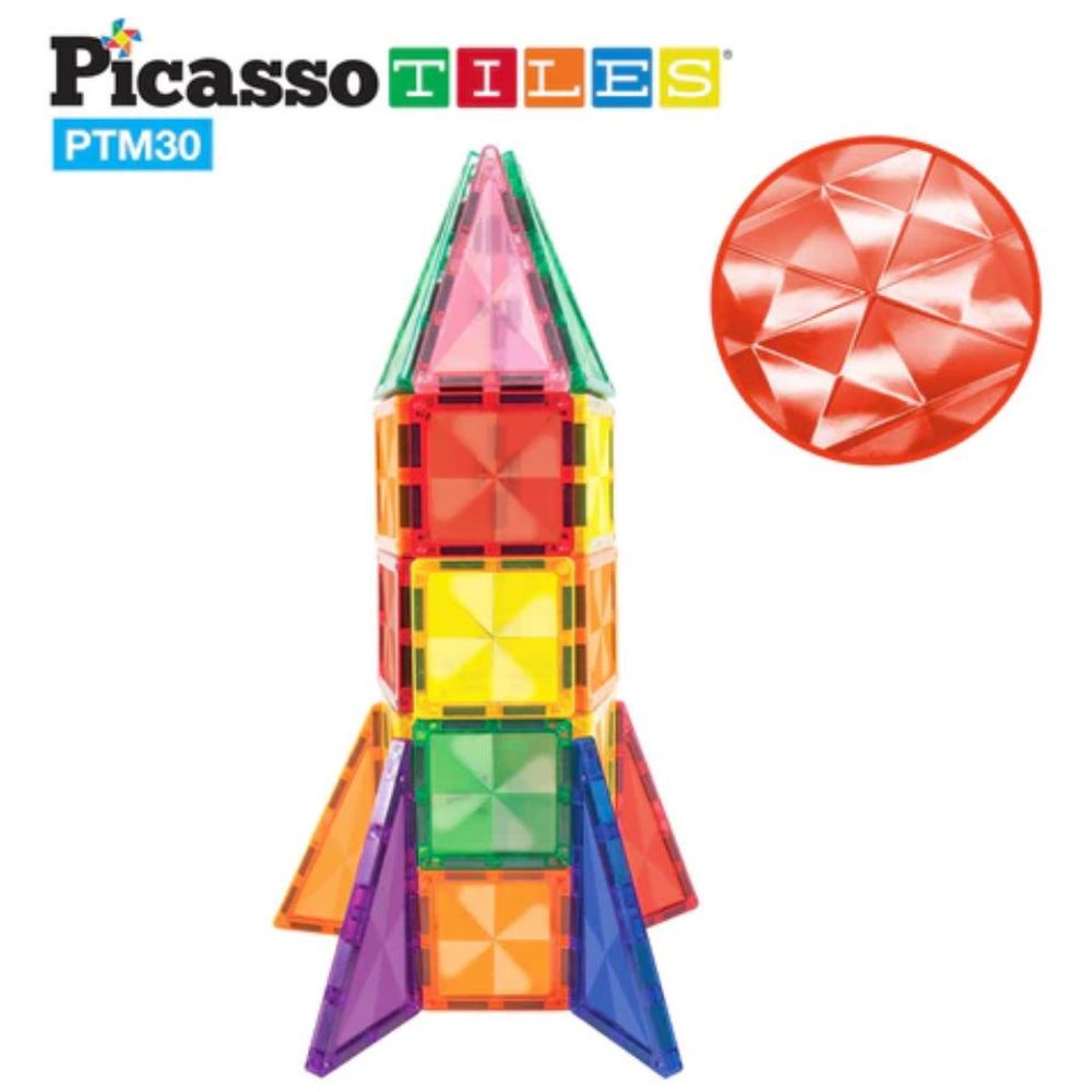 Picasso Tiles - Magnetic Mini Diamond Rocket - 30 Pcs