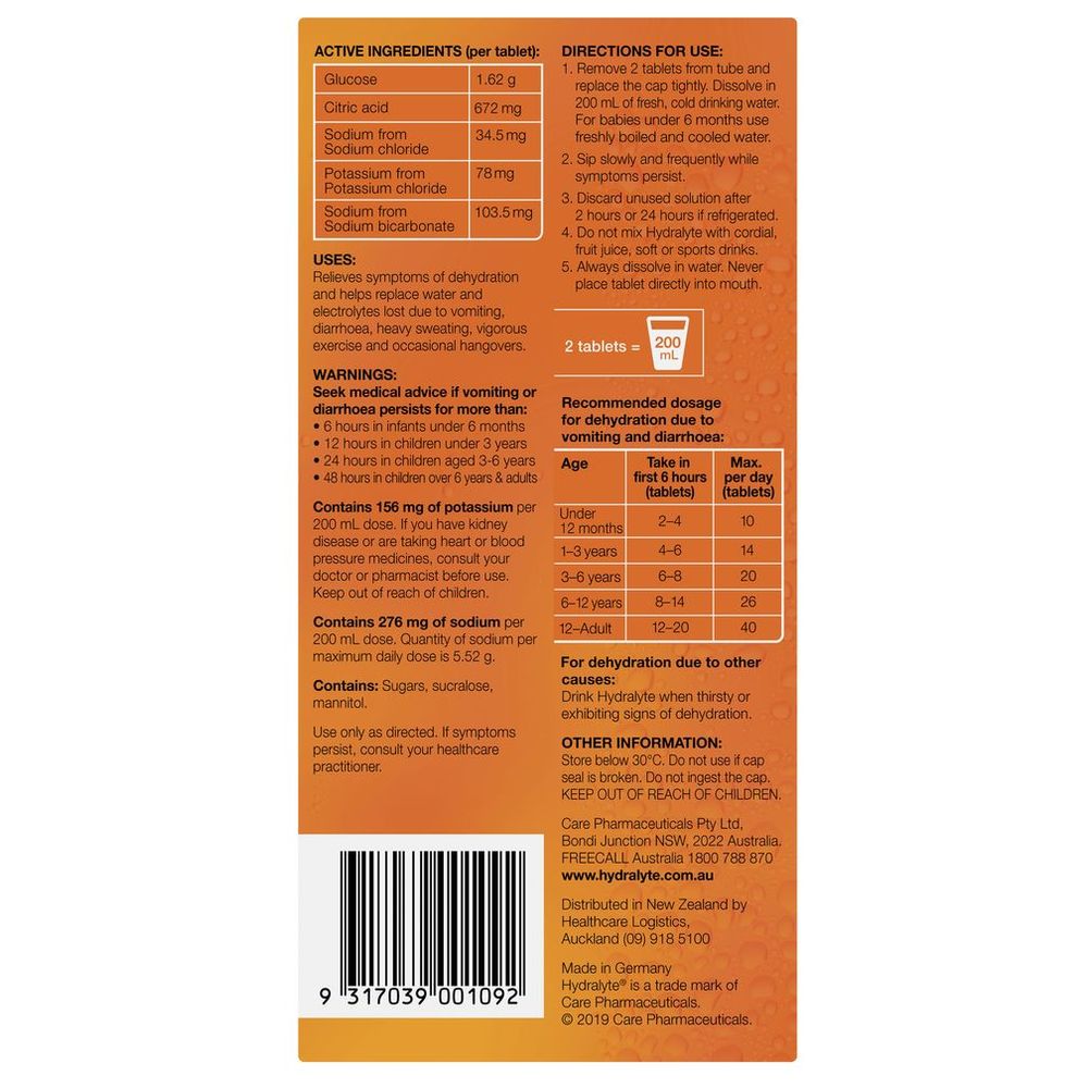 هيدراليت - حبوب فوارة بنكهة برتقال - 40 حبة