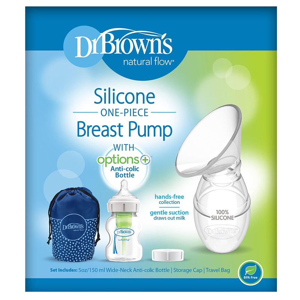 مضخة ثدي من السيليكون قطعة واحدة من دكتور براونز مع رضّاعة
