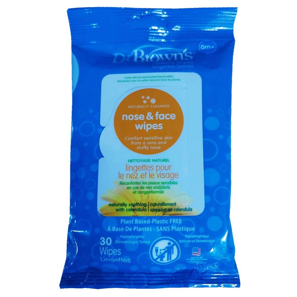 مناديل دكتور براونز لتنظيف الأنف والوجه - 30 منديل