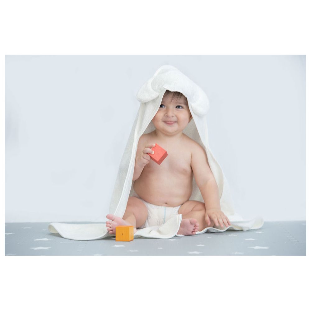 Tiny Toes - Elephant Ears Hooded Baby Towel, 100% Cotton - White