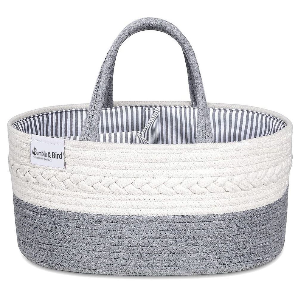 Bumble & Bird - Cotton Rope Diaper Caddy & Nursery Organizer - Grey