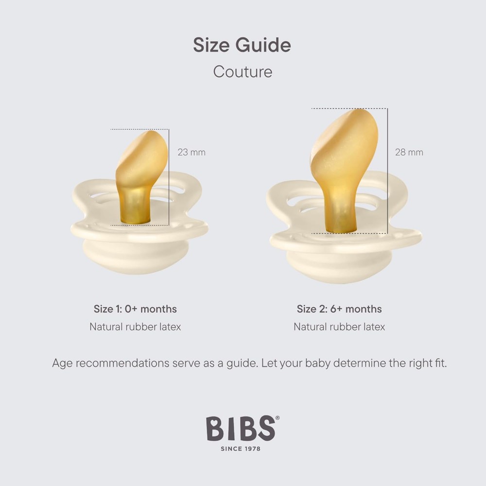 Bibs - Pacifier Couture Latex Size 1 - 0-6M - Pack of 2 - Ivory/Sage