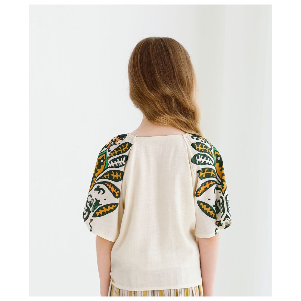 Nexgen Girls - Girl's V - Shape Neck Shorts Sleeve Shirt - Beige