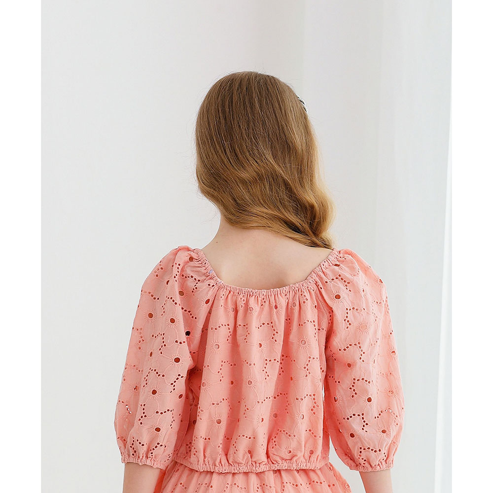 Nexgen Girls - Girl's Square Neck Shorts Sleeve Blouse - Pink