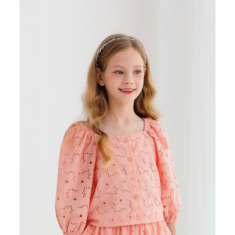 Nexgen Girls - Girl's Square Neck Shorts Sleeve Blouse - Pink