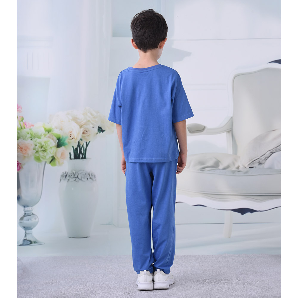 Emoji - 2pc-Set - Smiley Half Sleeve T-Shirt With Pyjama - Blue