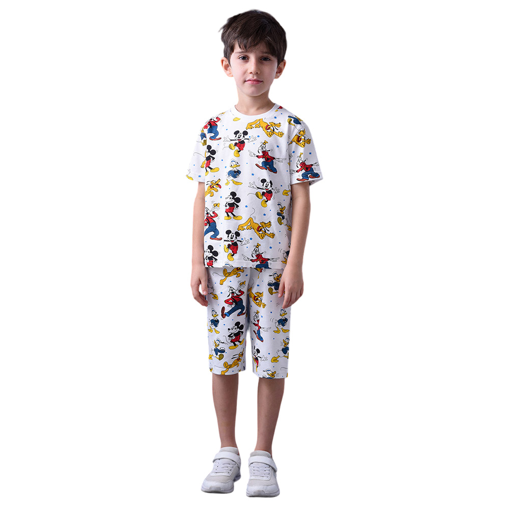 Mickey Mouse - 2pc-Set - Boy T-Shirt With Shorts - White