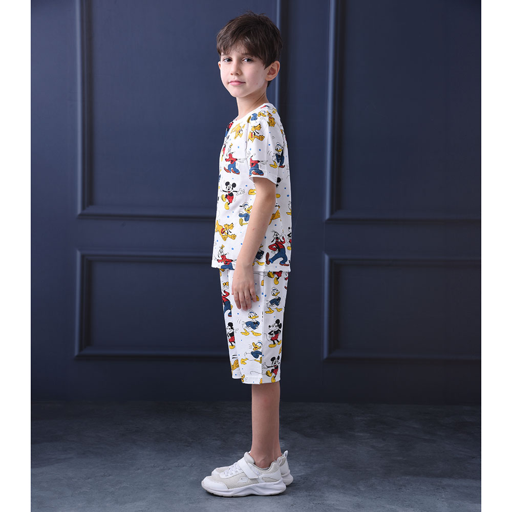 Mickey Mouse - 2pc-Set - Boy T-Shirt With Shorts - White
