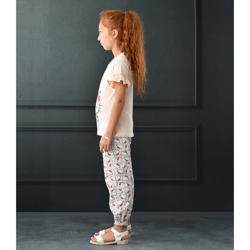 Hello Kitty - 2pc-Set - Girl T-Shirt With Harem Pants - Cream/White