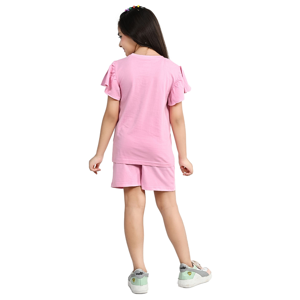 Minnie Mouse - 2pc-Set - Girl Half Sleeve Top With Shorts - Pink