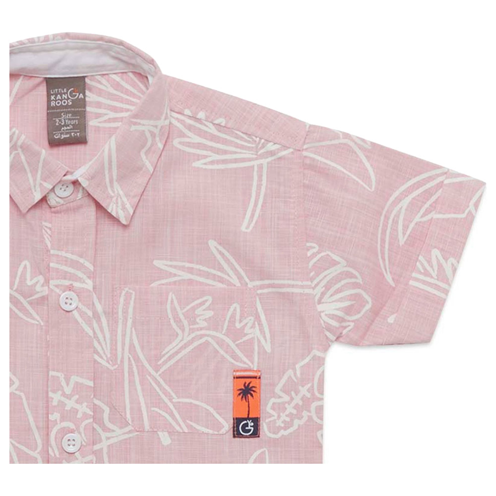 Little Kangaroos - Boy Collar Neck Printed Shirt - Pink