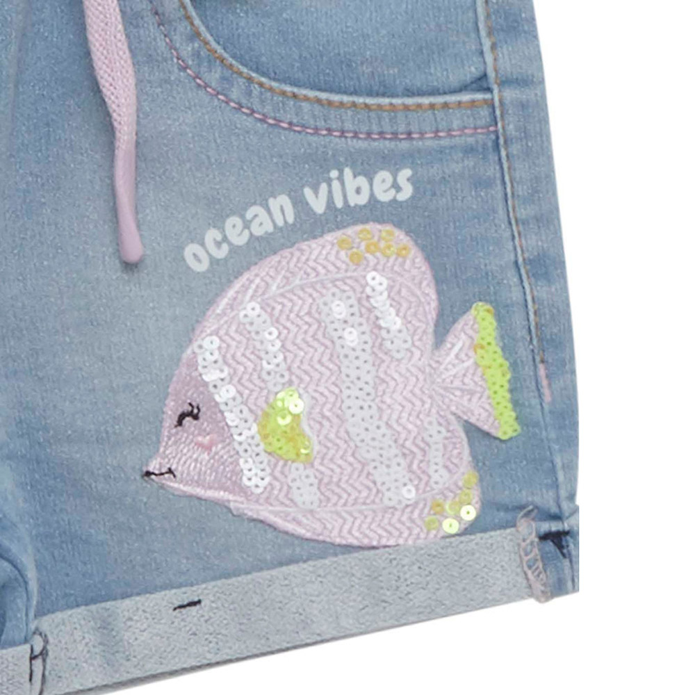 Little Kangaroos - Girl Denim Shorts - Light Blue