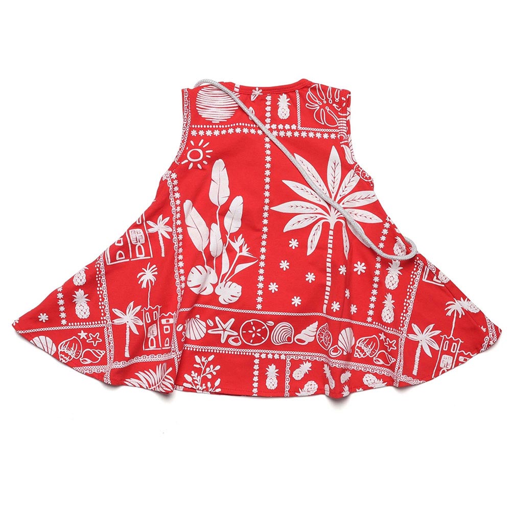 Little Kangaroos - 2pc-Set - Girl Pom-Pom Sleeveless Top With Bag - Red