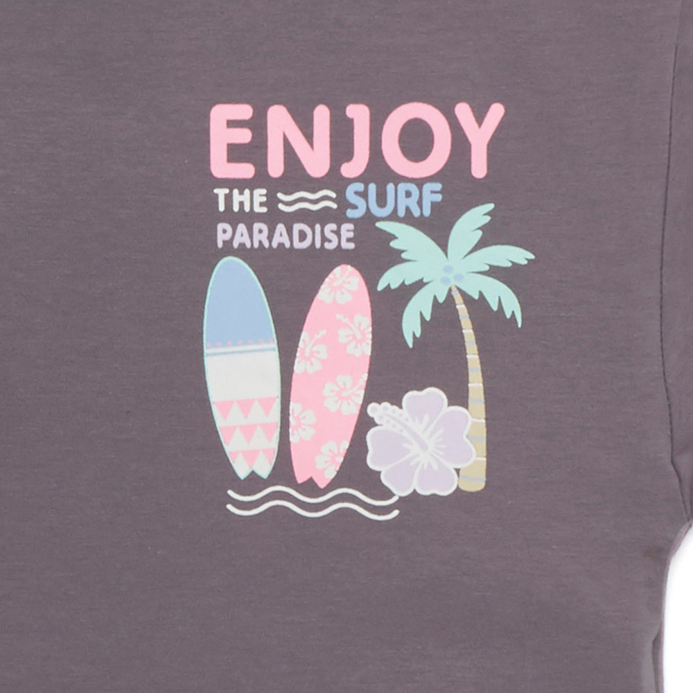 Little Kangaroos - Girl Round Neck Short Sleeve Top - Charcoal