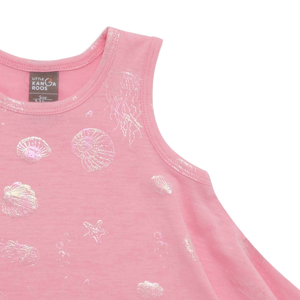 Little Kangaroos - Girl Round Neck Sleeveless Tank Top - Ballet Pink