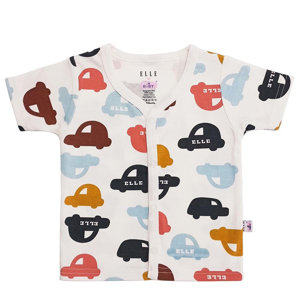 Smart Baby - 3pc-Set - Baby Boy Front Open Half Sleeve T-Shirt - Orange