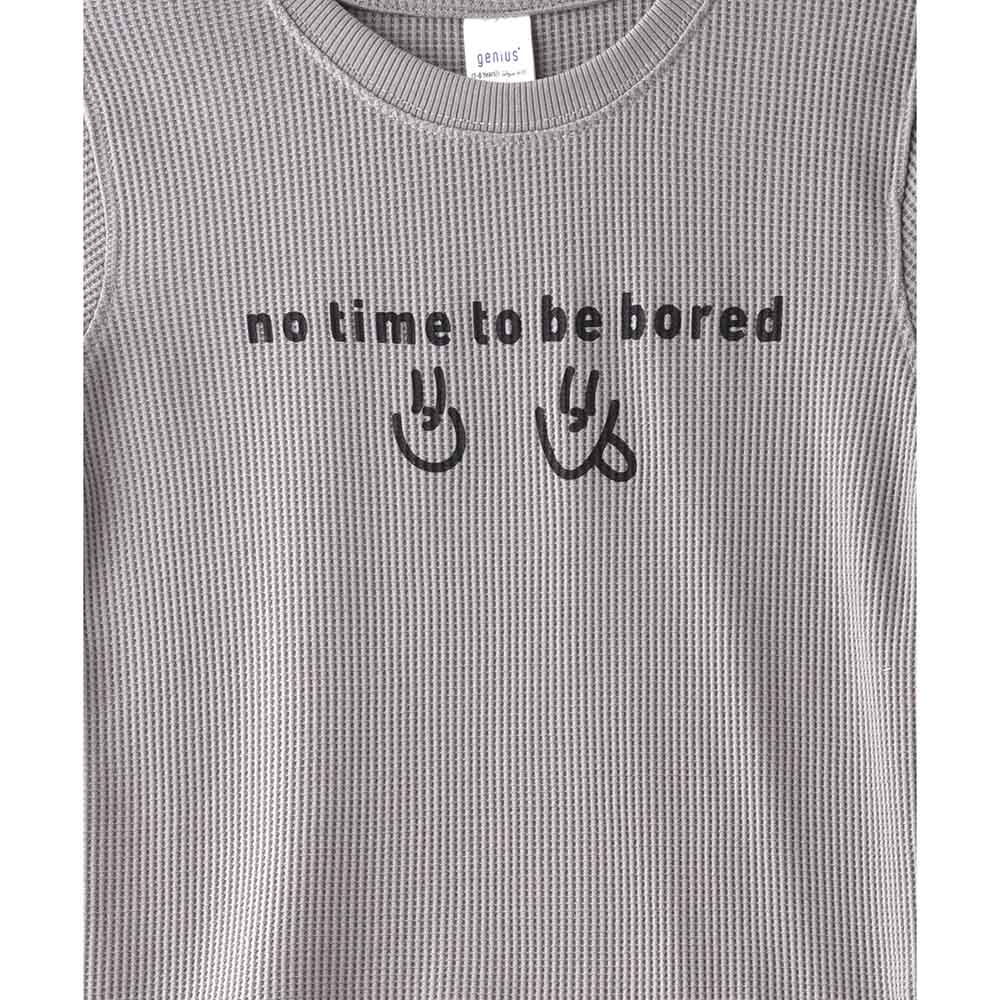 Genius - 2pc-Set - Boy's Half Sleeve T-Shirt With Pants - Grey