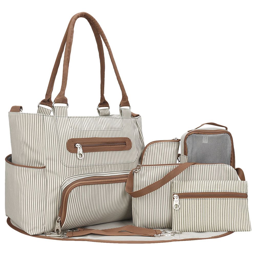 Little Story Diaper Bag Set of 6 with Hooks Ivory