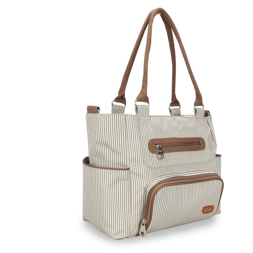 Little Story Diaper Bag Set of 6 with Hooks Ivory