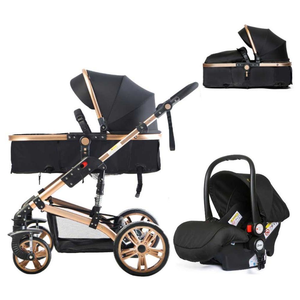 Teknum - 3-in-1 Pram Story with Travel System - Black