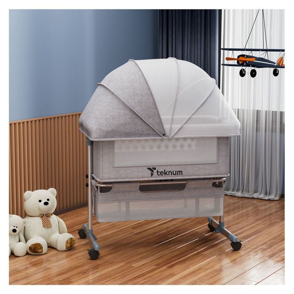 Teknum Bedside Crib - Grey