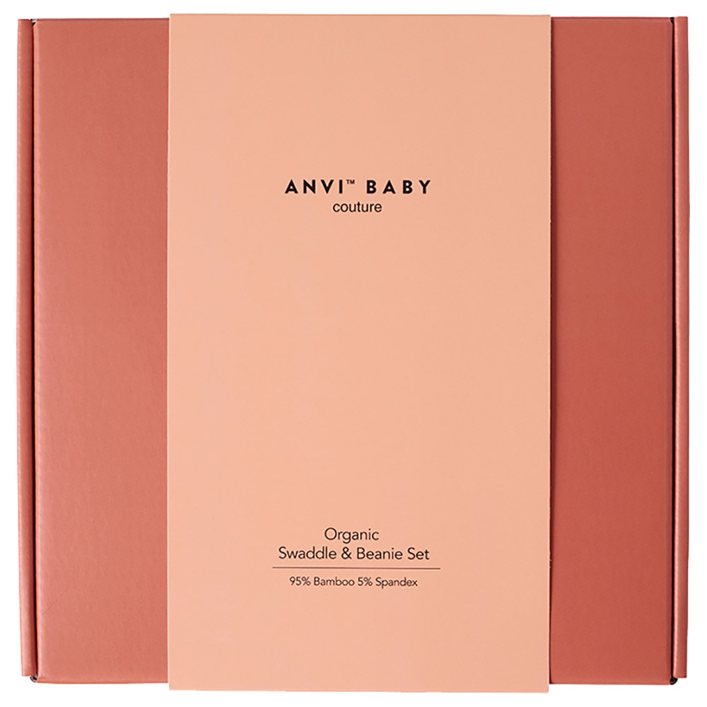 Anvi Baby - Stretchy Bamboo Spandex Swaddle & Hat - Chocolate