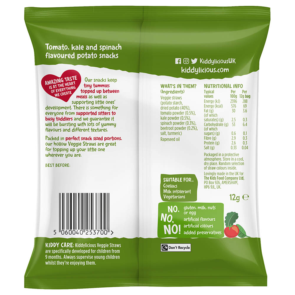 Kiddylicious - Veggie Straws - 12g