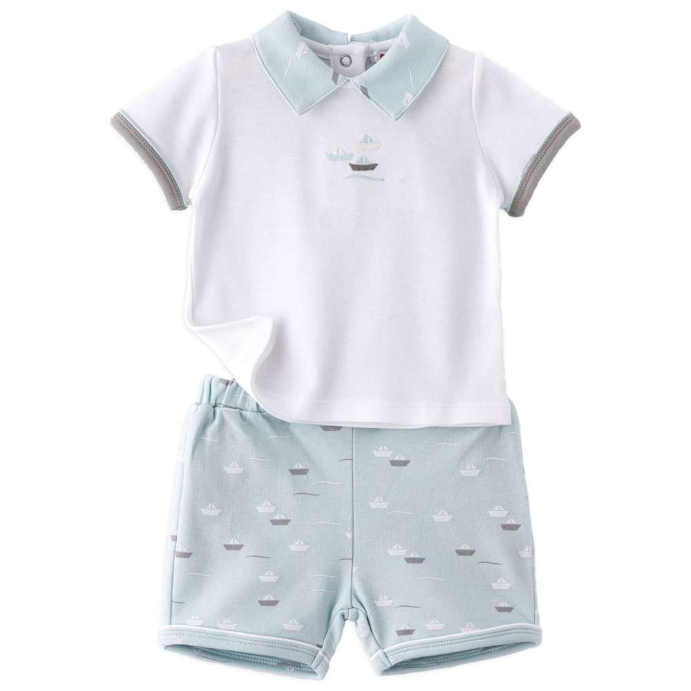 Boo Boo - 2pc-Set - Top & Shorts - White/Light Blue