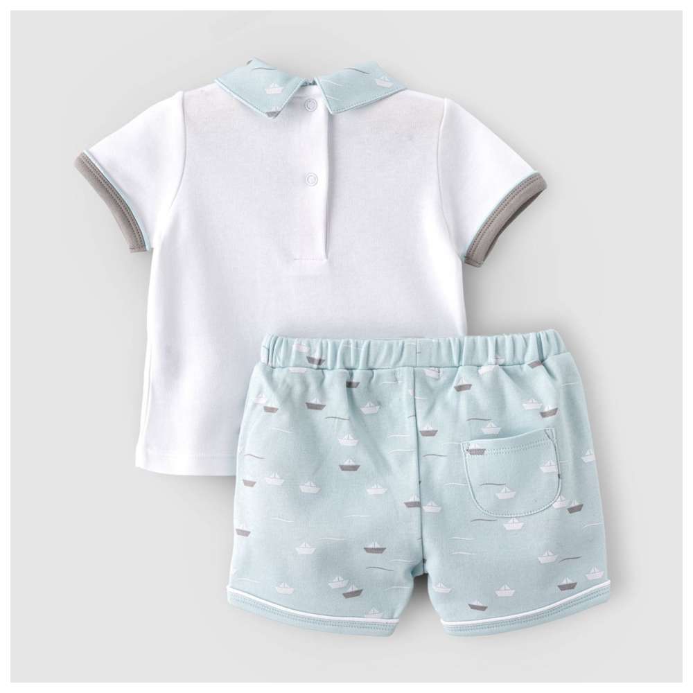 Boo Boo - 2pc-Set - Top & Shorts - White/Light Blue