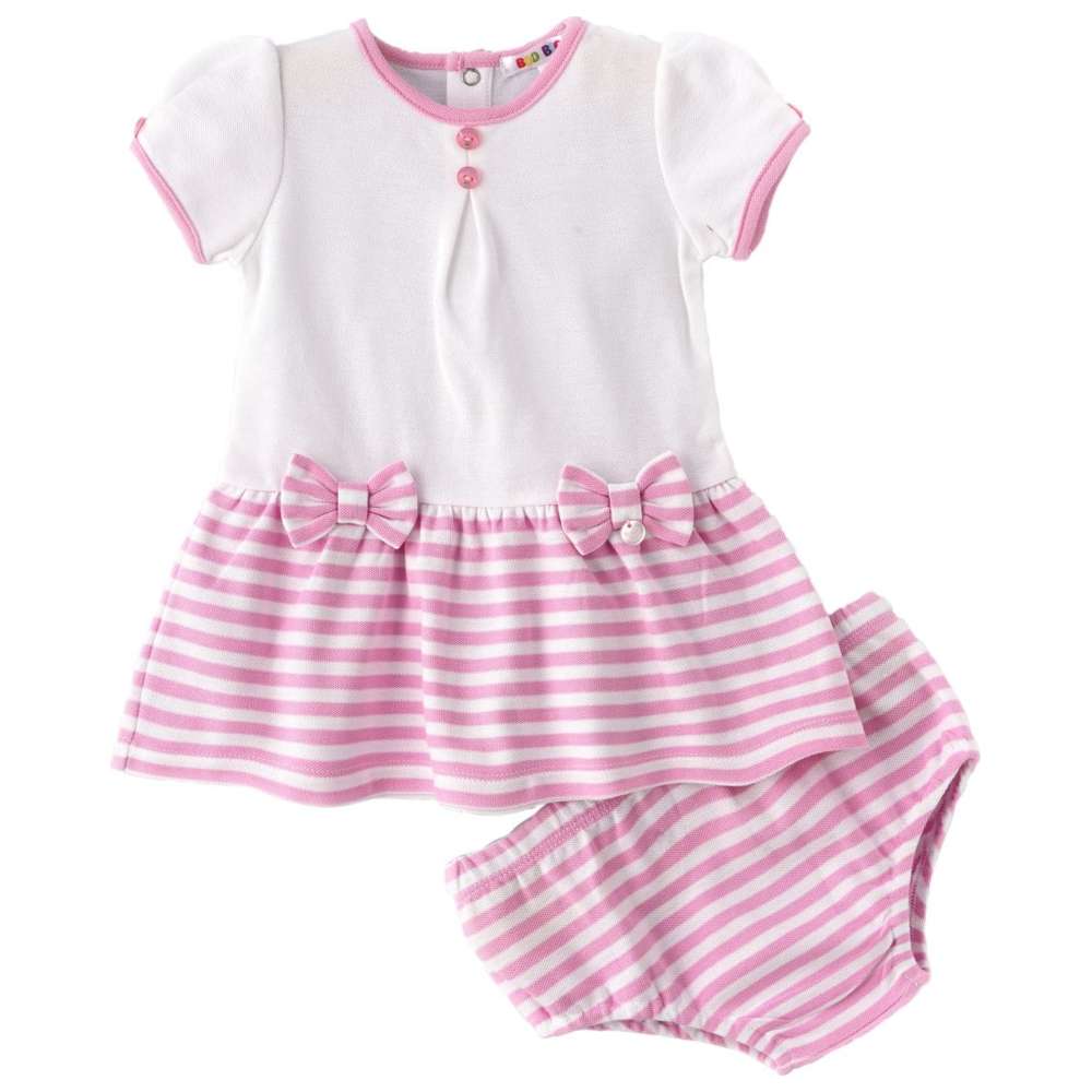 Boo Boo - 2pc-Set - Baby Girl Dress & Bloomer - Pink/White