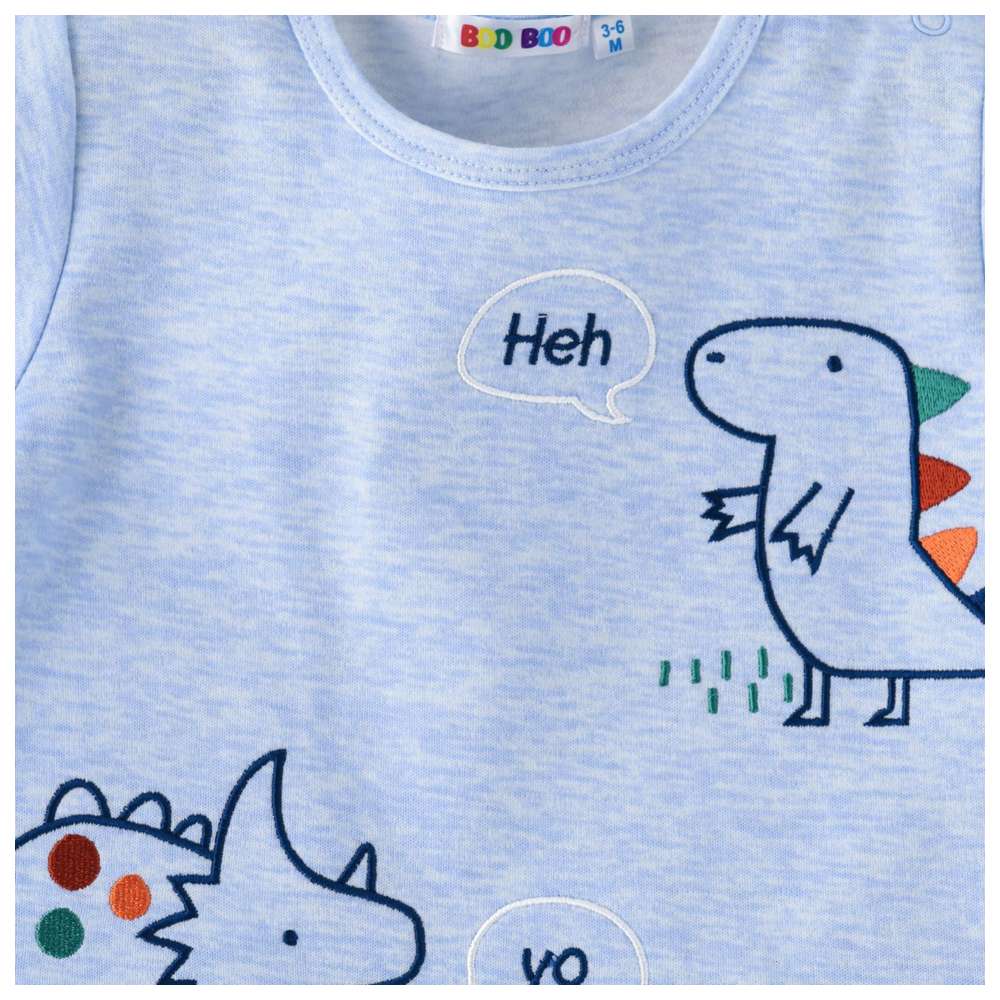 بو بو - طقم مكون من قطعتين - تيشيرت وبنطال للأولاد - أزرق/أبيض