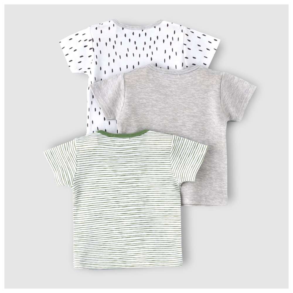 بو بو - طقم 3 قطع - تي شيرت بأكمام قصيرة - نعناعي/رمادي