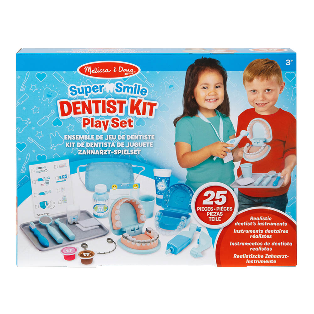 مجموعة أدوات طبيب الأسنان "سوبر سمايل" من ميليسا آند دوغ مع مجموعة ألعاب - 25 قطعة