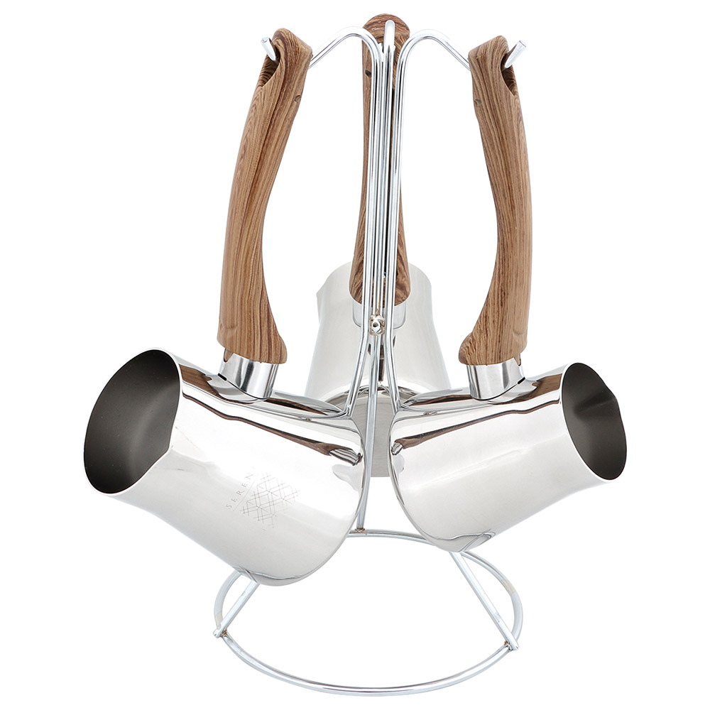 سيرينك - طقم غلايات قهوة مع قاعدة ستانلس ستيل - 4 قطع