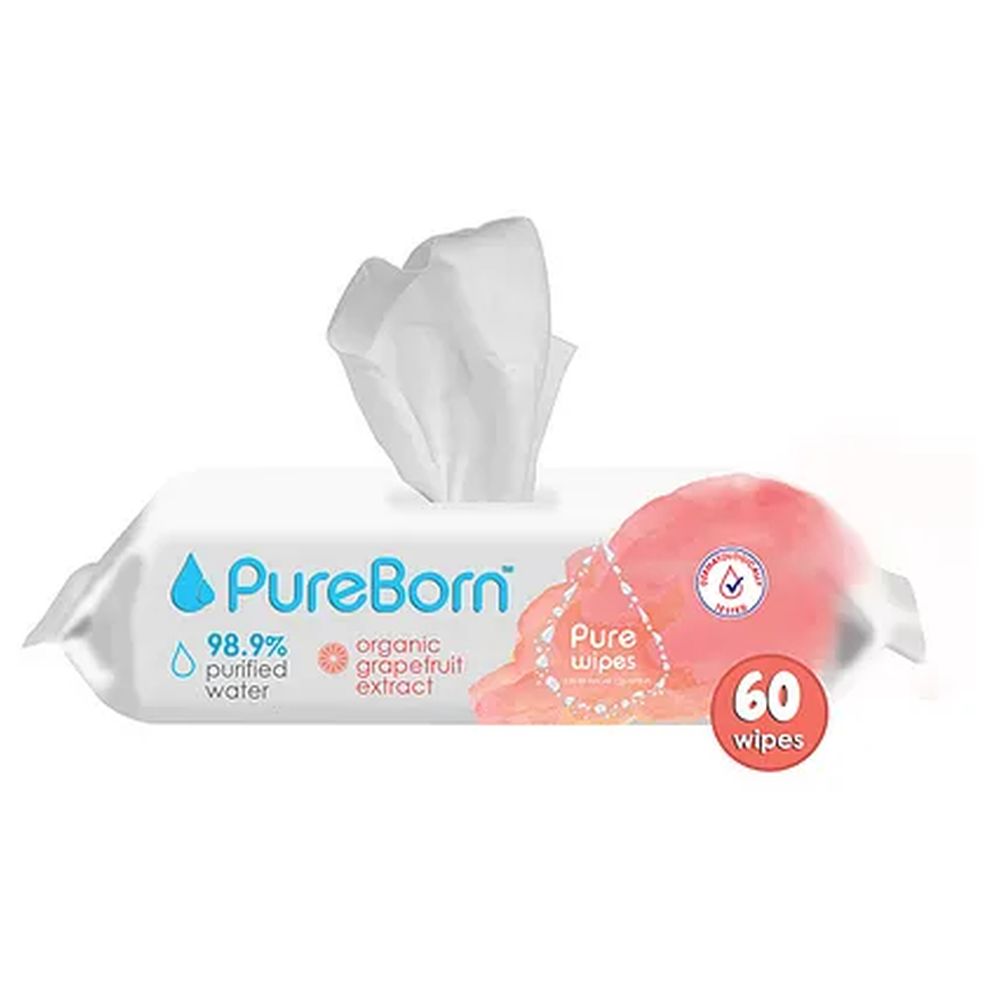 Pureborn Pure Grapefruit Wipes - Pack of 60