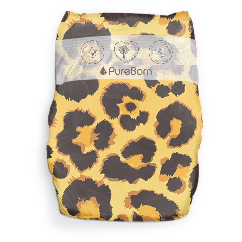 Pureborn Value Pack Nappies 7-12kg Size 4 - 96pcs - Leopard