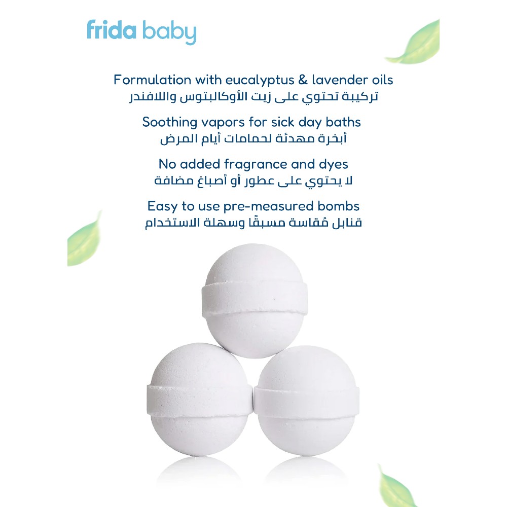 Fridababy - Breathe Frida Natural Vapor Bath Balls For Sick Day - Eucalyptus & Lavender - Pack of 3