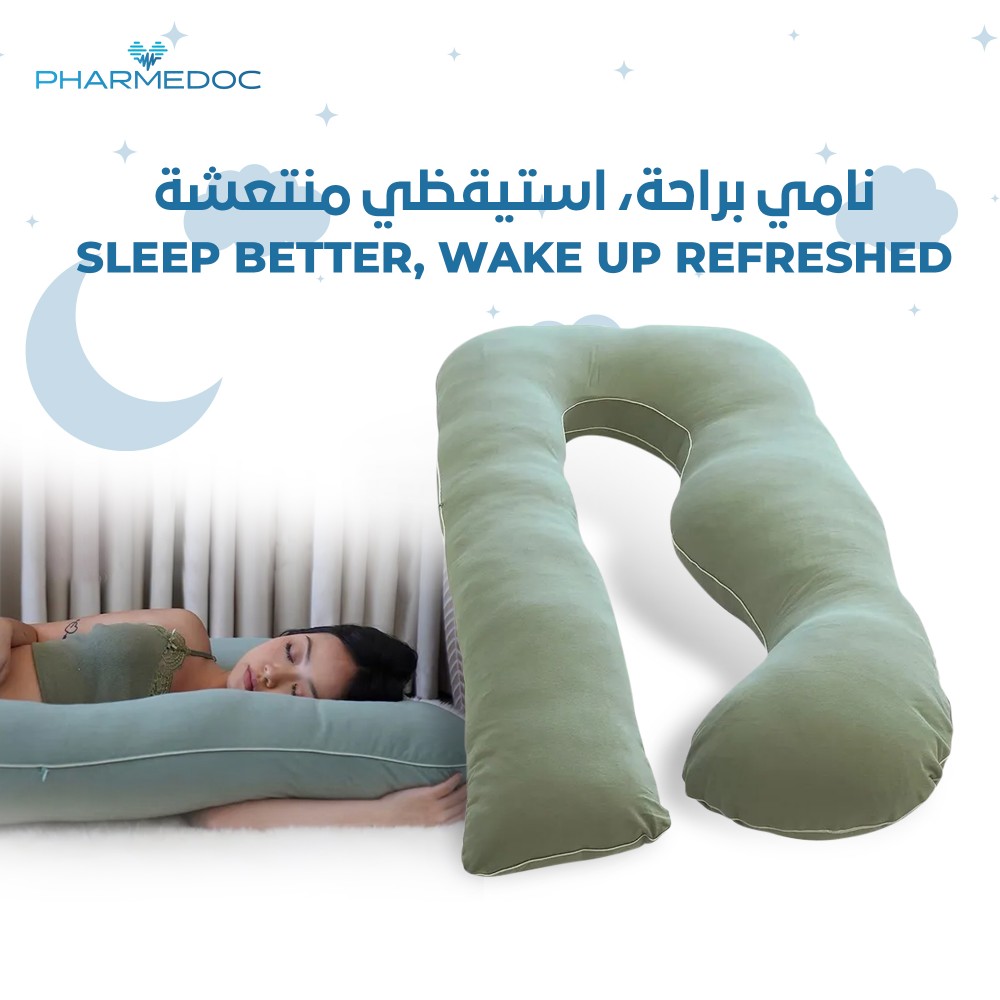 Pharmedoc - Jersey Cotton U Shape Full Body Pillow - Sage