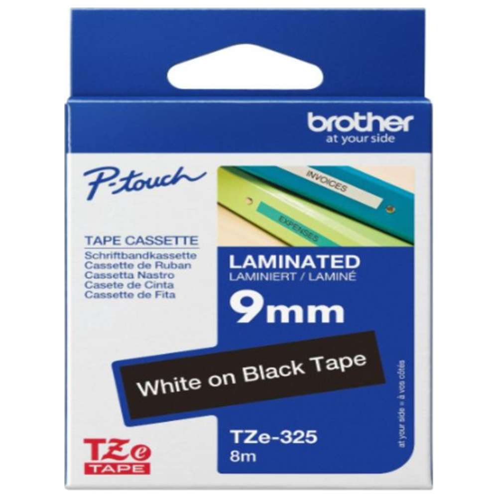 Brother - 9mm White On Black Label Tape 
