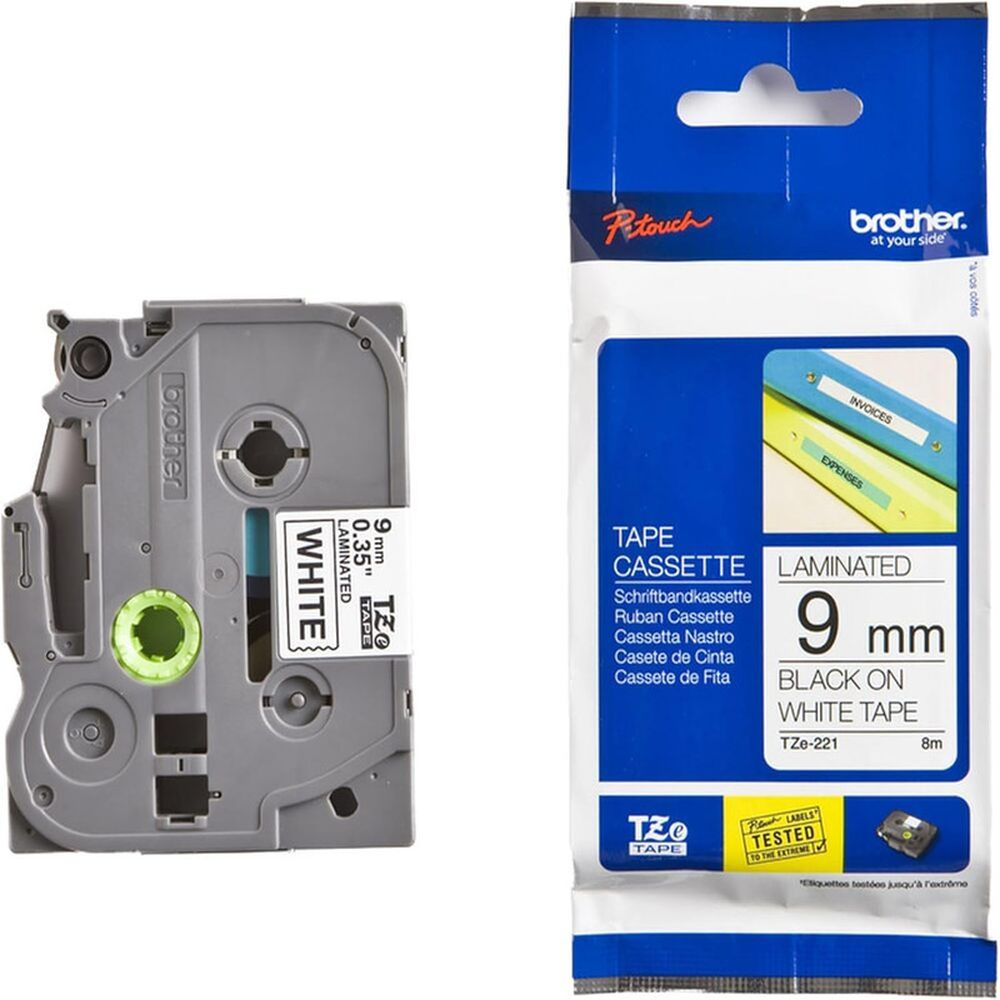 Brother - 9mm Black On White Label Tape 