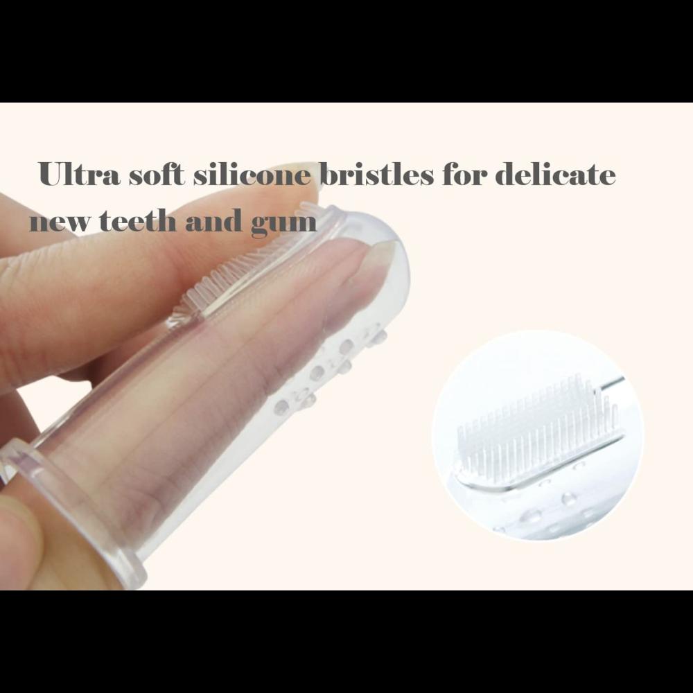 هاكا- فرشاة أسنان سيليكون بشكل اصبع للرضع- قطعتين - شفاف