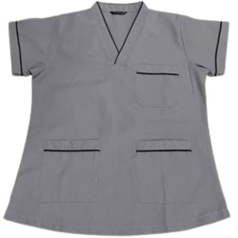 Veronica - 2pc-Set - Scrub Uniform With Piping Neckline - Light Grey