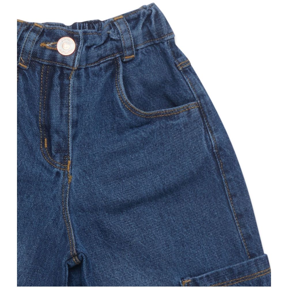 Little Kangaroos - Girl Wide Leg Denim Jeans - Dark Blue