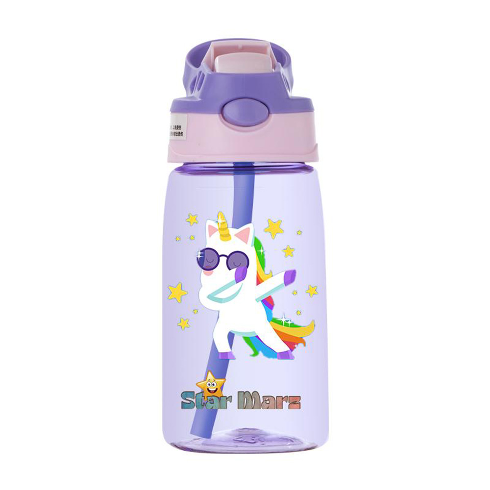ستارمارز - زمزمية مياه للأطفال - تصميم كرتوني مضاد للتسرب للبنات - 480 مل - بنفسجي