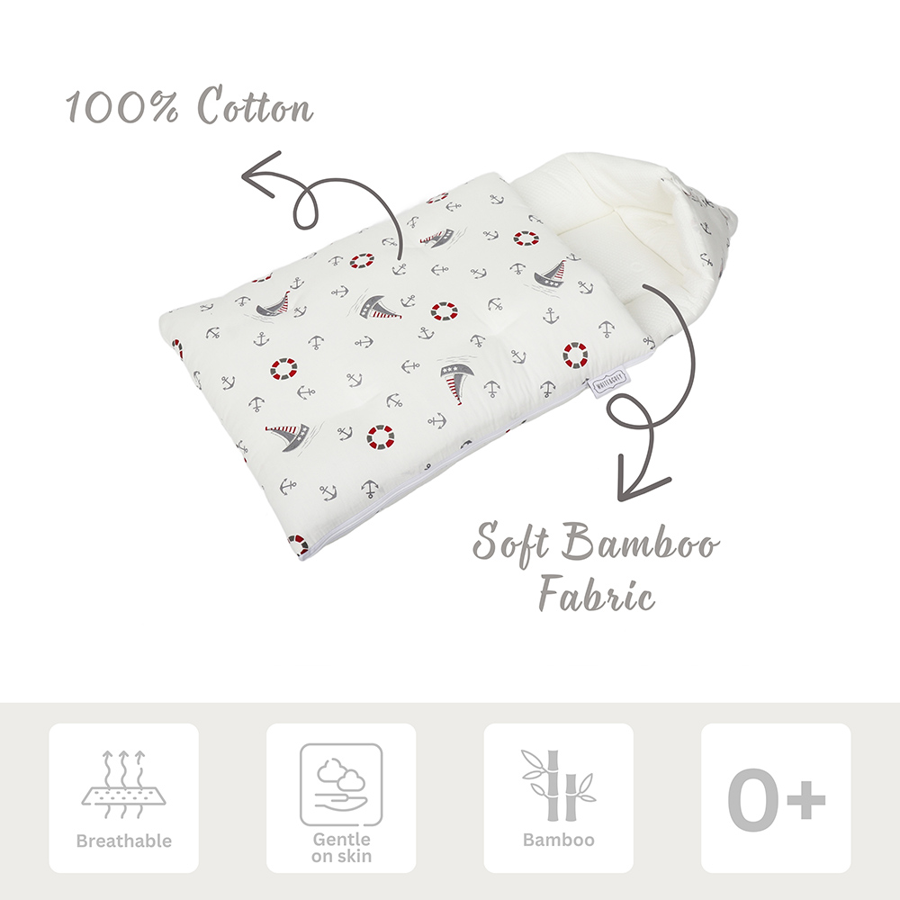 White&Grey - Baby Sleeping Bag Soft Bamboo Swaddle Nest - Boat
