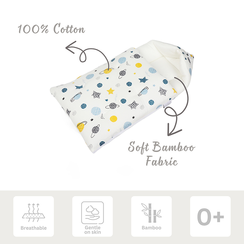 White&Grey - Baby Sleeping Bag Soft Bamboo Swaddle Nest - Planet