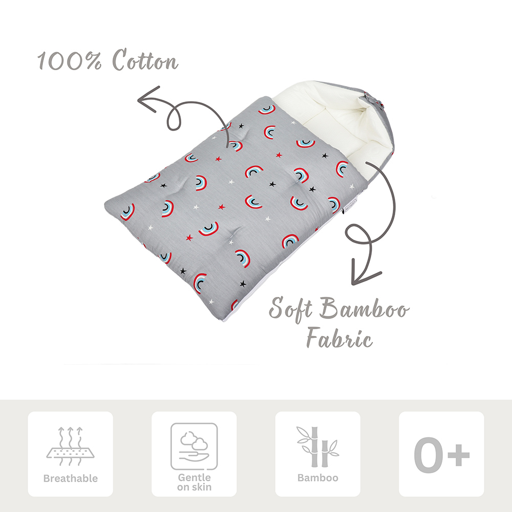 White&Grey - Baby Sleeping Bag Soft Bamboo Swaddle Nest - Rainbow