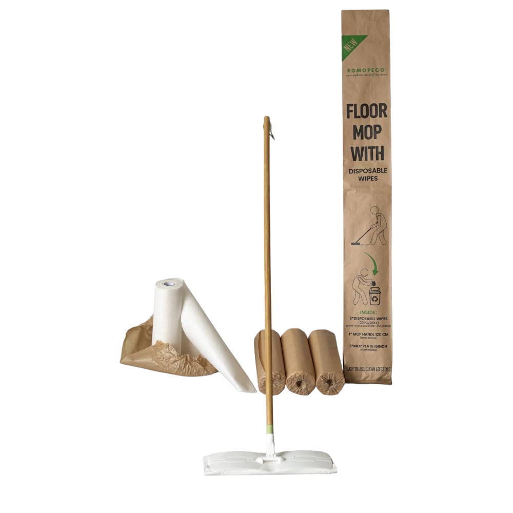 روموبيكو - ممسحة أرضيات مع قطع قماش للاستعمال مرة واحدة صديقة للبيئة - 60 قطعة